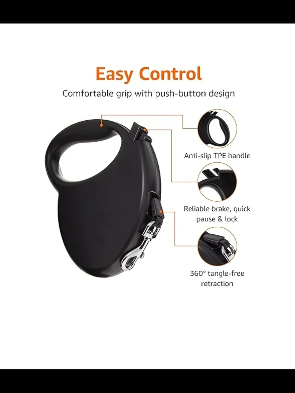 Retractable Hands-Free Dog Leash - Black